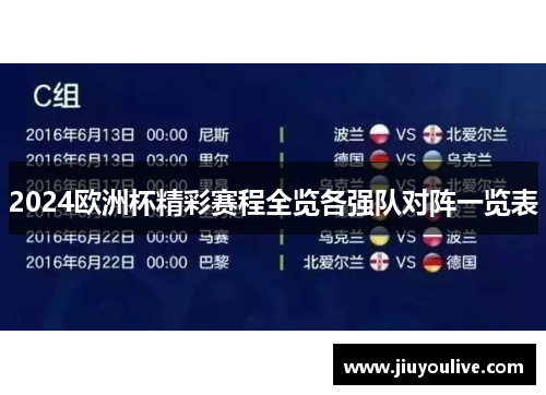 2024欧洲杯精彩赛程全览各强队对阵一览表